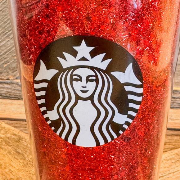 NEW Starbucks 2018 Holiday Red Glitter Grande Cold Cup & Straw, 16 fl oz - Picture 3 of 8